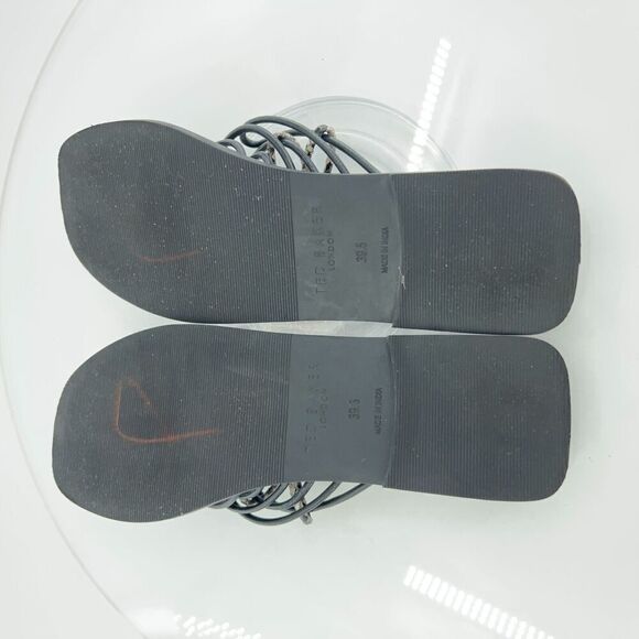 Ted Baker London Black Faux Snake Teppo Flat Sandal Women's 39.5 9 Slip On - Picture 11 of 14